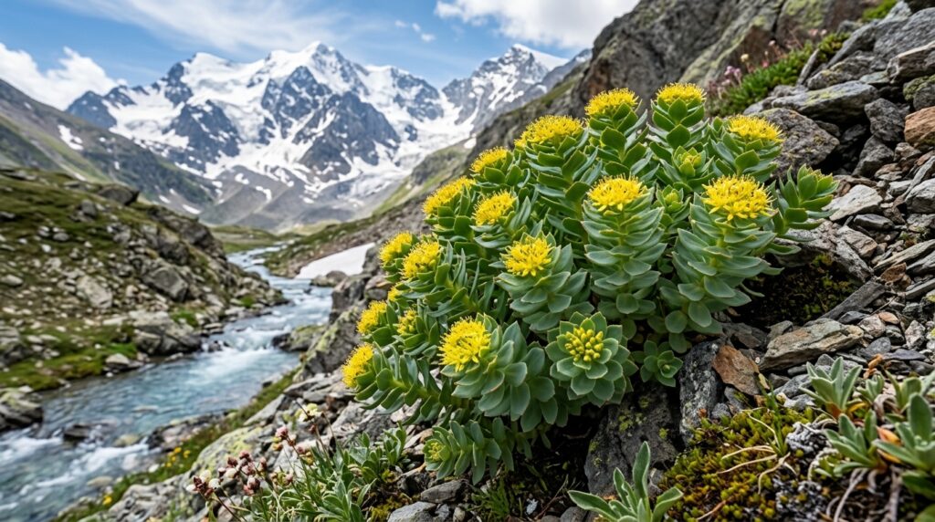 Rhodiola rosea plant growing in a natural environment